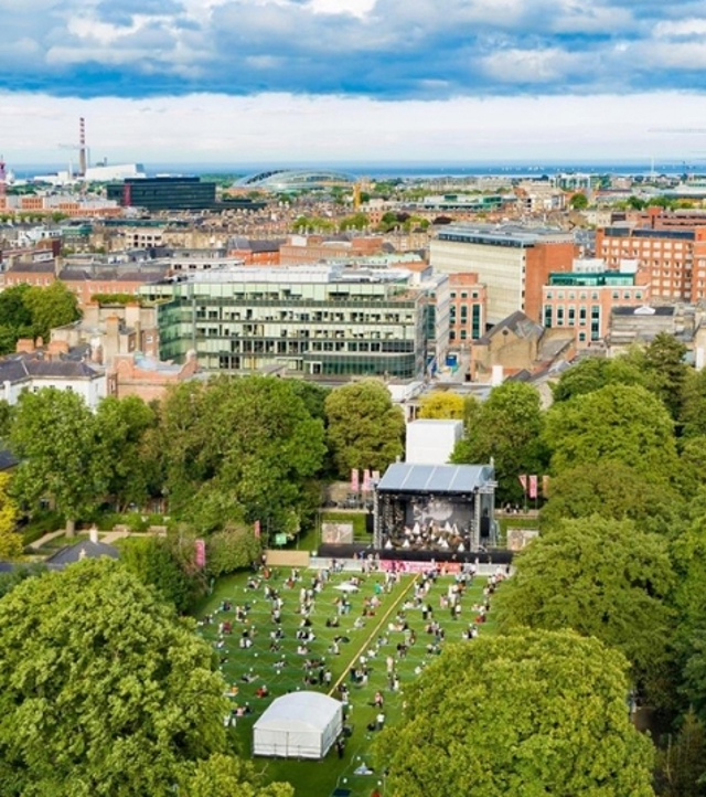 Aerial image of Iveagh Gardens during the James Vincent McMorrow concert in June 2021